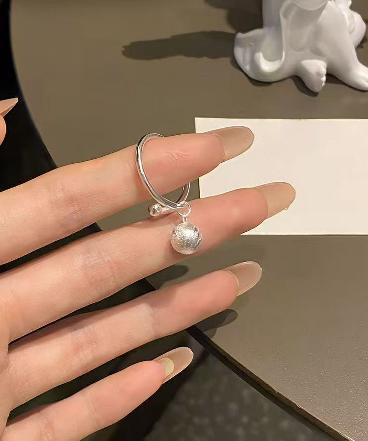 Originale Seide Sterling Silber Drahtgezogene Kugelquaste offene Ringe