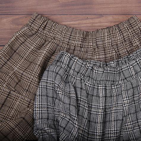 Original design retro gray thick loose large size warm knitted plaid Harlan bloomers - SooLinen