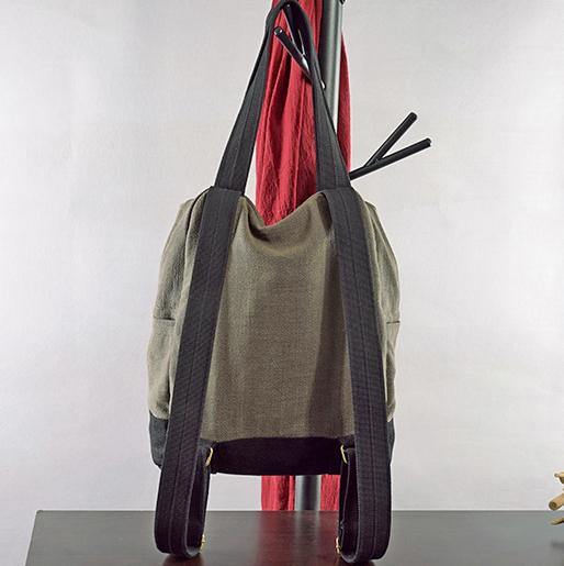 Original stitching single shoulder backpack dual-use canvas bag big bag - SooLinen