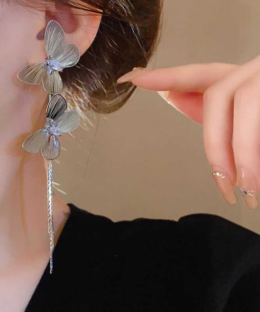 Übergroße Ohrhänger mit Schmetterlingsquaste aus vergoldetem Sterlingsilber