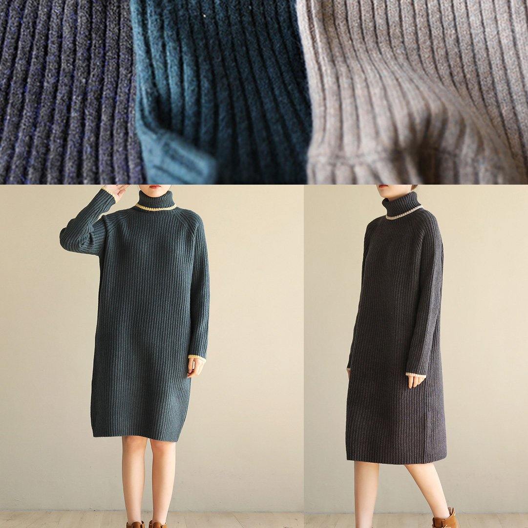 Oversized black gray Sweater outfits Refashion Largo high lapel collar sweater dress - SooLinen
