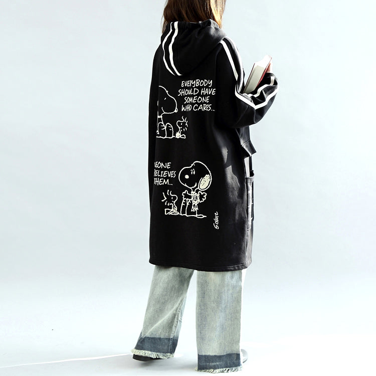 Übergroße schwarze Hoodies Baumwollmäntel warme Pullover Winterkleider in Übergröße