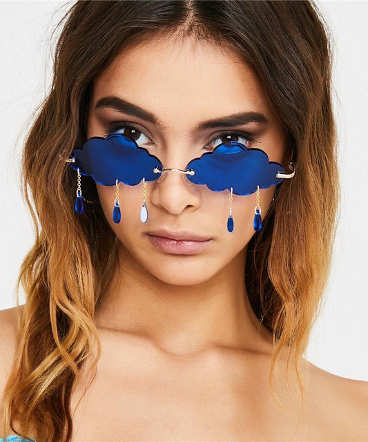 Personalized Royal Blue Cloud Droplet Sunglasses