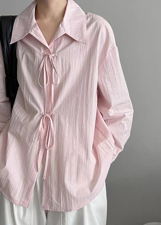 Pink Patchwork Top Peter Pan Collar Spring
