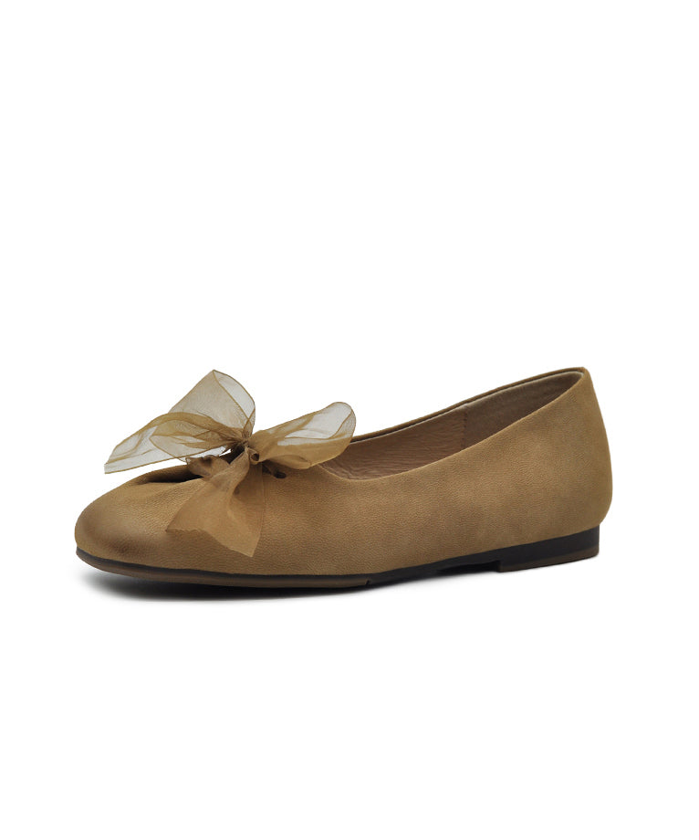 Pink Suede Comfy Splicing Bow Flat Feet Shoes