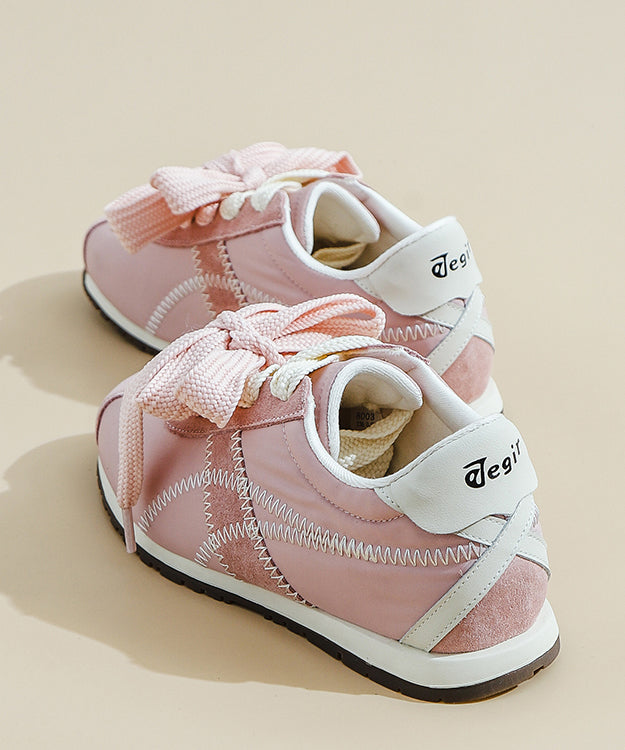 Zapatos planos informales con cordones y gamuza rosa para mujer
