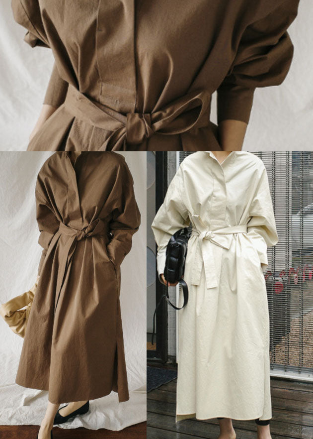 Plus Size Apricot Loses Baumwollkleid Cinched Spring