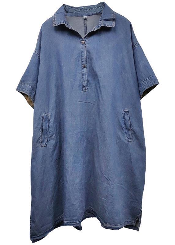 Plus Size Black Grey Turn-down Collar Button Summer Maxi Dresses - SooLinen