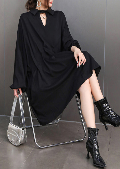 Plus Size Black Oversized Shirt Dress Summer