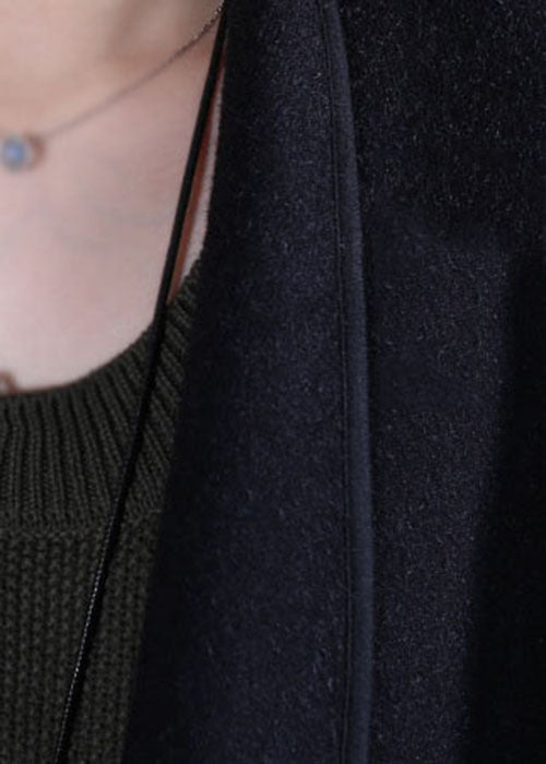 Plus Size Schwarze Peter Pan Kragen Patchwork Wolltanks Ärmellos