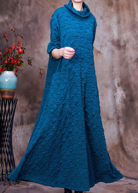 Plus Size Blaues Taschenkleid Frühling