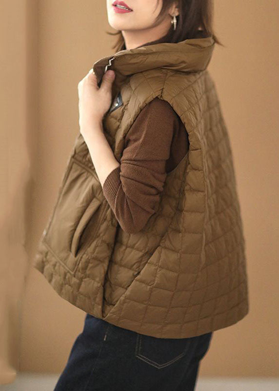 Plus Größe Schokolade Stehkragen Zip Up Duck Down Puffer Westen Winter