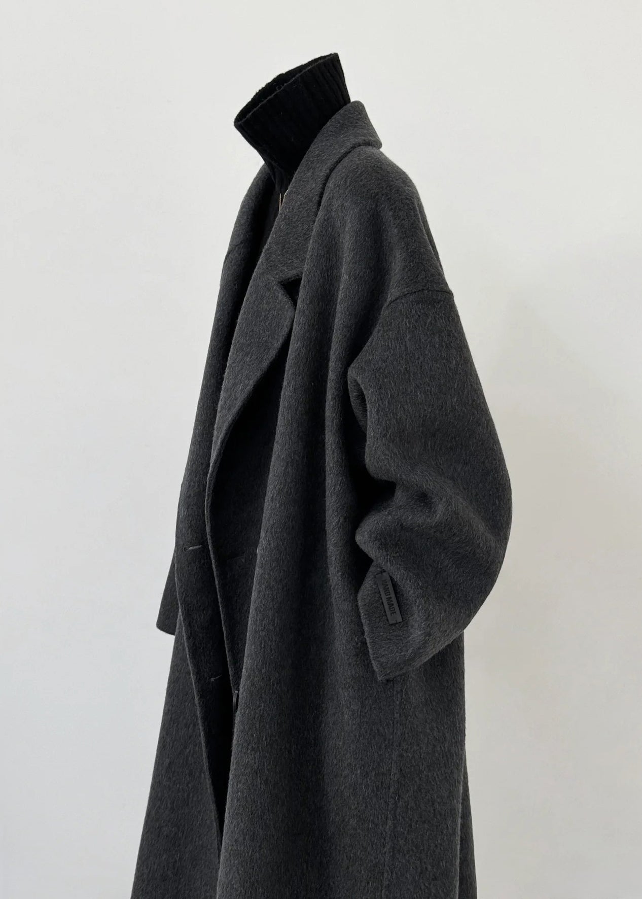 Plus Size Dull Grey Oversized Double Breast Woolen Coat Outwear Winter