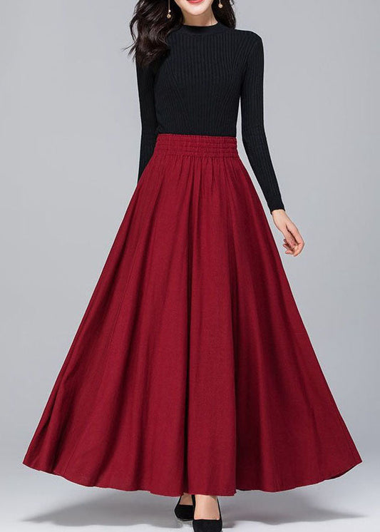 Plus Size Französische rote Taschen Seidenröcke Frühling