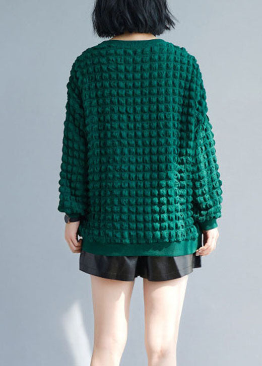 Plus Size Green O-Neck Casual Top Spring