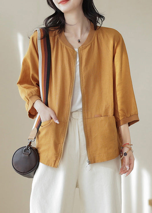 Plus Size Grüne Taschen Patchwork Leinen Dünne Mäntel Armband Ärmel