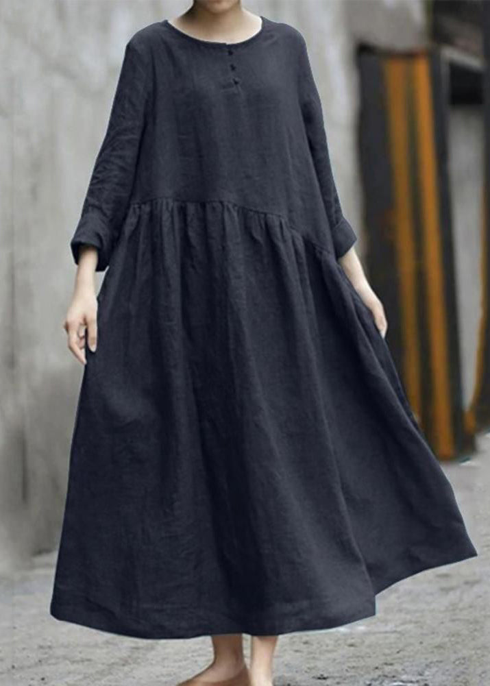 Plus Size Green Wrinkled Patchwork Long Dresses Fall