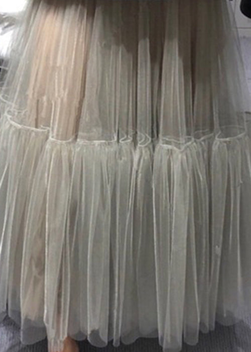 Plus Size Italienische graue Faltentüllröcke Frühling