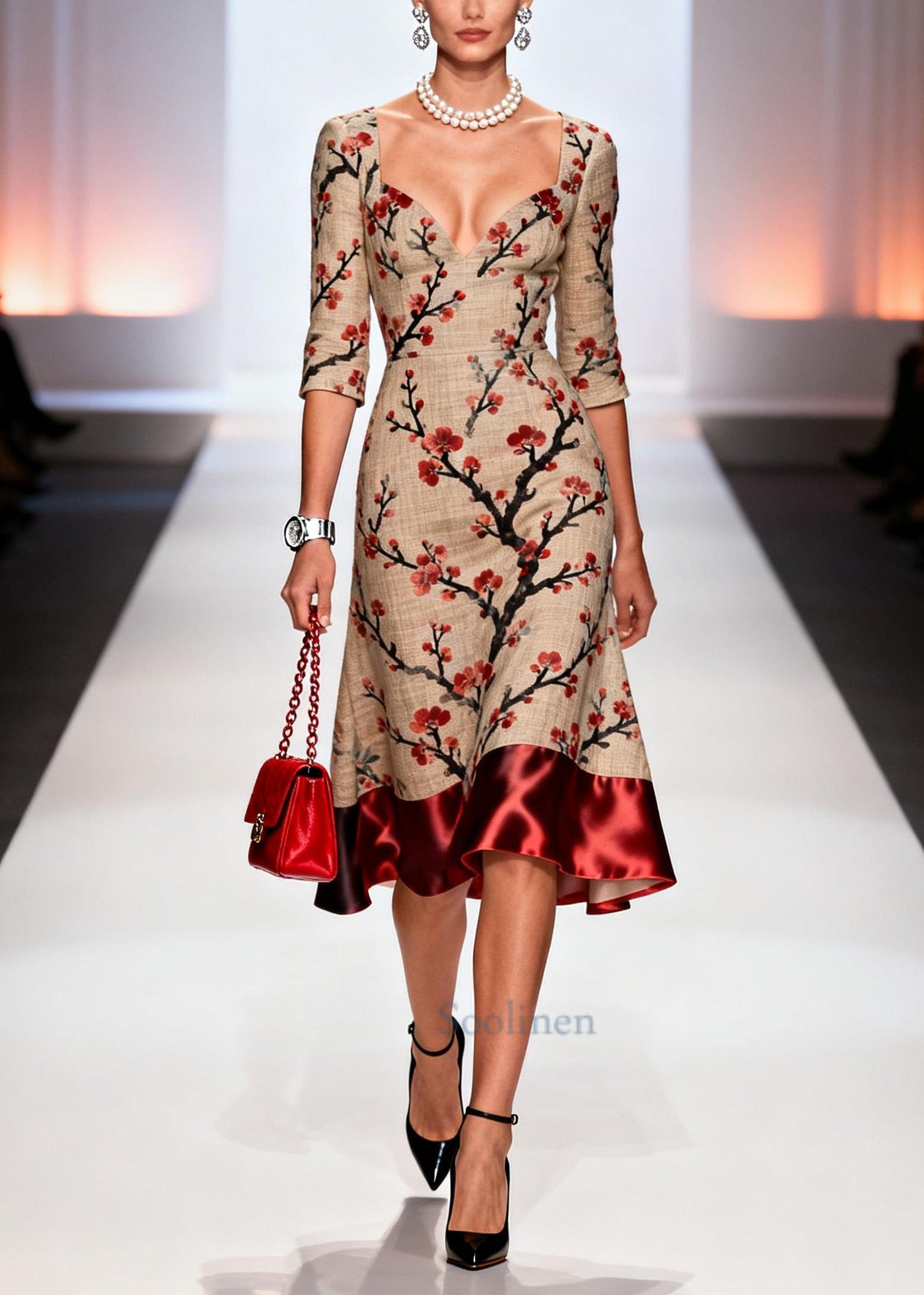 Plus Size Khaki Bustier Top Patchwork Linen Robe Dresses Summer