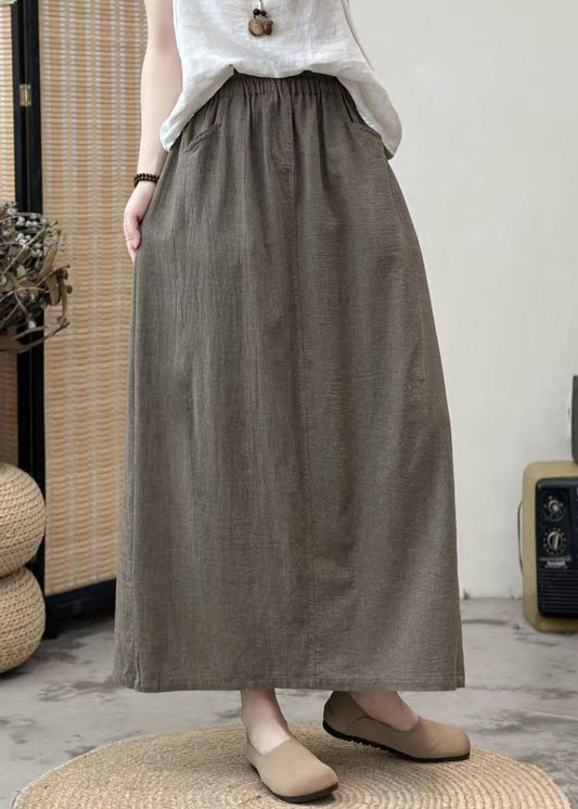 Plus Size Khaki Oversized Cotton A Line Skirt Summer
