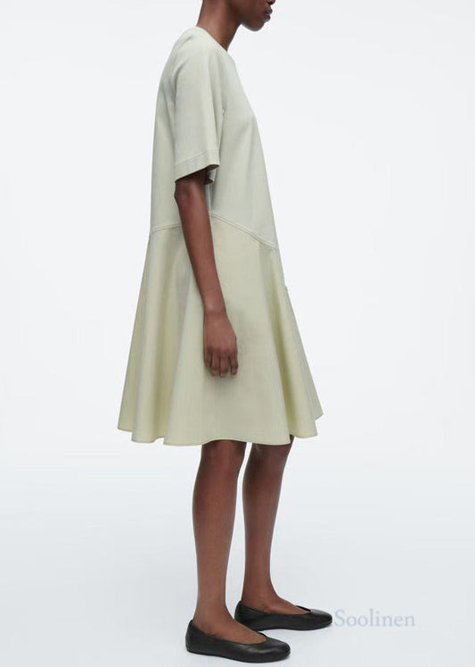 Plus Size Light Green Patchwork Cotton Day Dress Summer