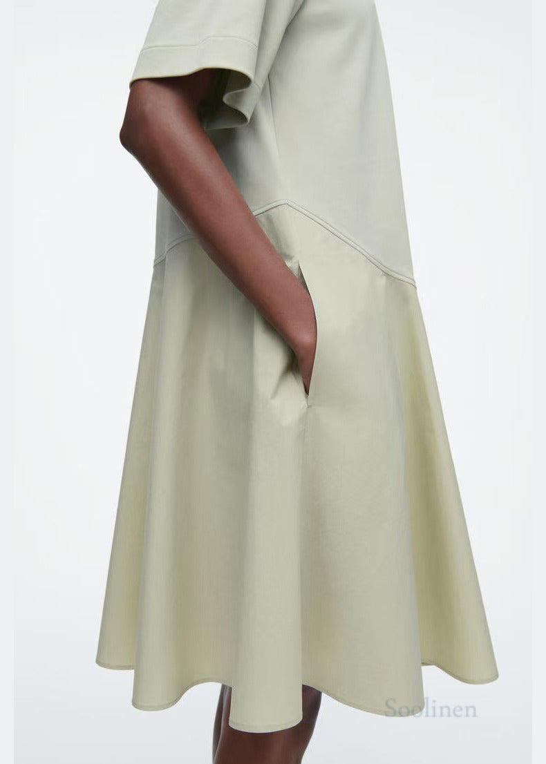 Plus Size Light Green Patchwork Cotton Day Dress Summer