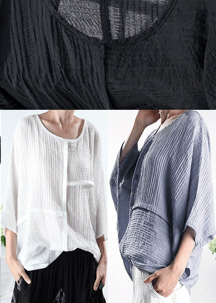 Plus Size Loses weißes asymmetrisches Hemd mit halben Ärmeln