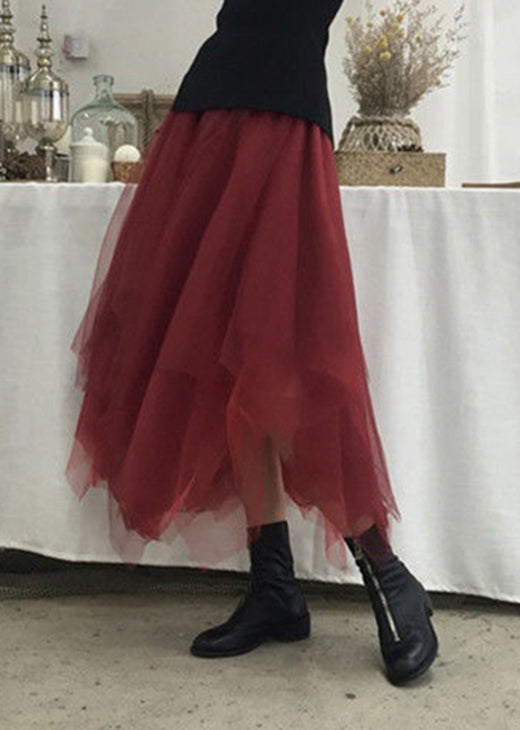 Plus Size Mulberry Asymmetrische Mode Tüll Röcke Frühling