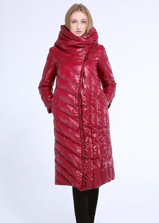 Plus Size Mulberry Slim Fit Winter-Daunenjacke mit Kapuze und Taschen