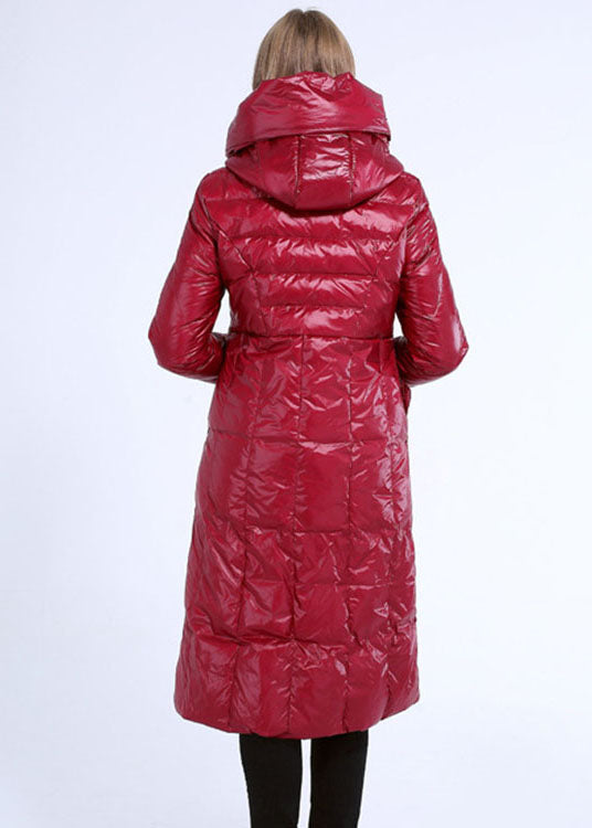 Plus Size Mulberry Slim Fit Winter-Daunenjacke mit Kapuze und Taschen