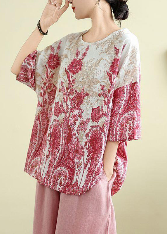 Plus Size Pink Print Top Half Sleeve