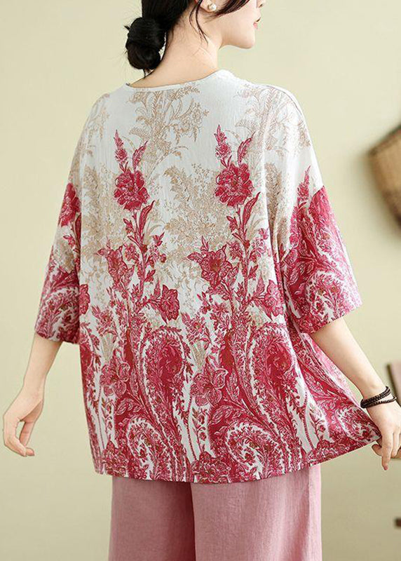 Plus Size Pink Print Top Half Sleeve