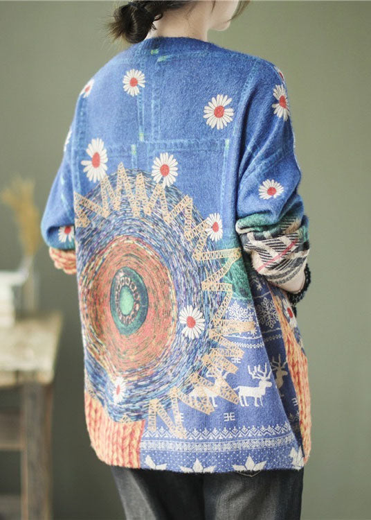 2021 Lässige Strickpullover-Oberteile mit Sonnenblumen