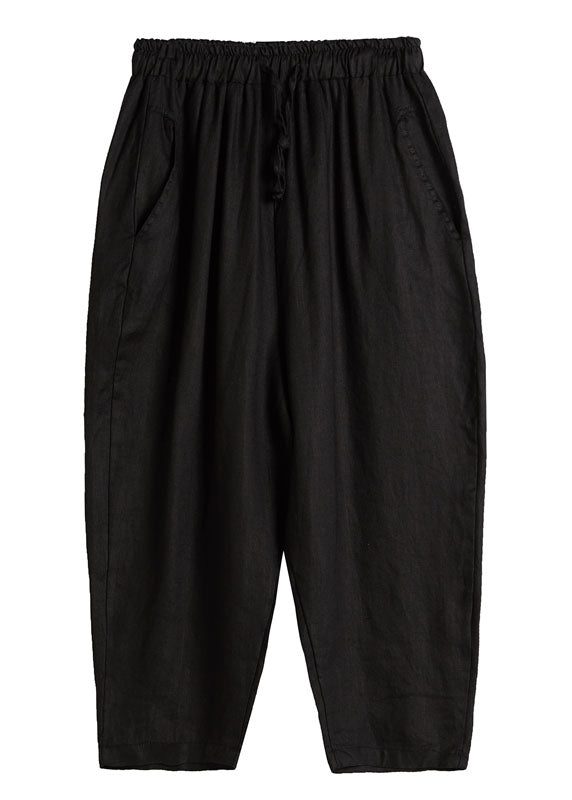 Plus Größe Weiß Cinched Casual Leinen Hosen Hosen Frühling