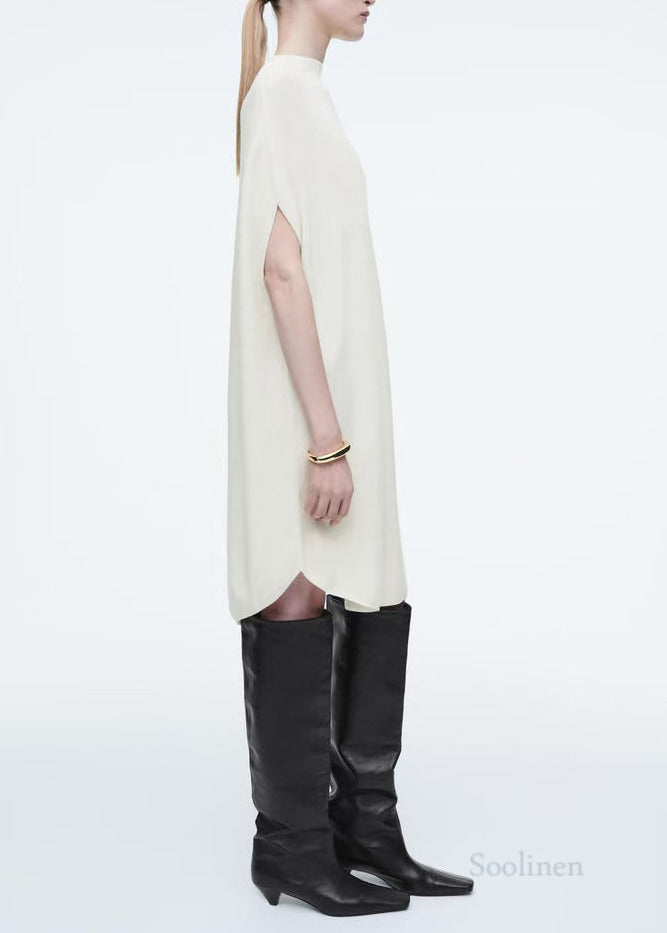 Plus Size White Oversized Knit Dresses Batwing Sleeve