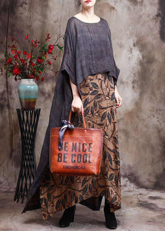 Plus Size Gelb Print Patchwork Herbst Lange Kleider