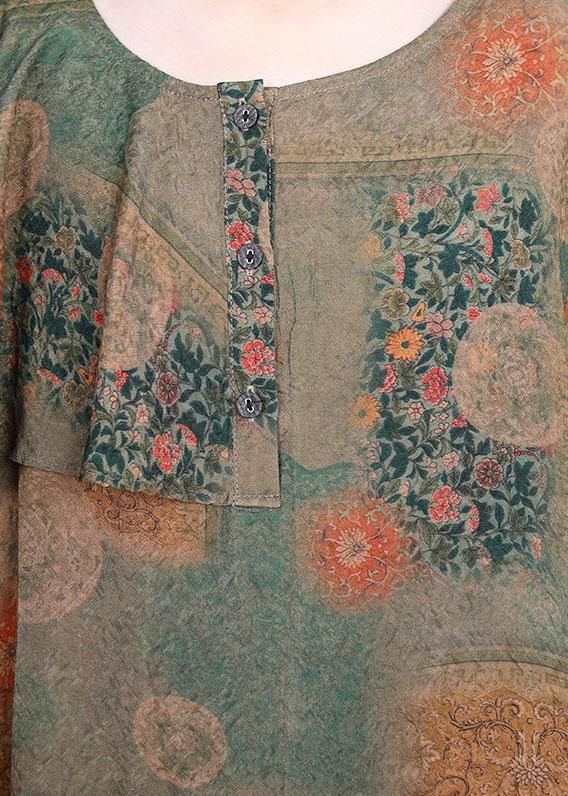 Plus Size Yellow Ruffles Patchwork Summer Silk Dresses Half Sleeve - SooLinen