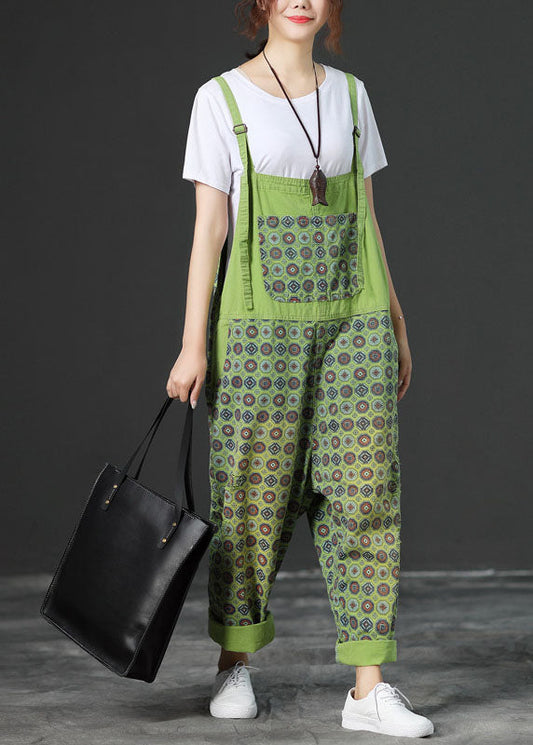 Plus Size Grüner Jumpsuit mit weitem Bein Frühling