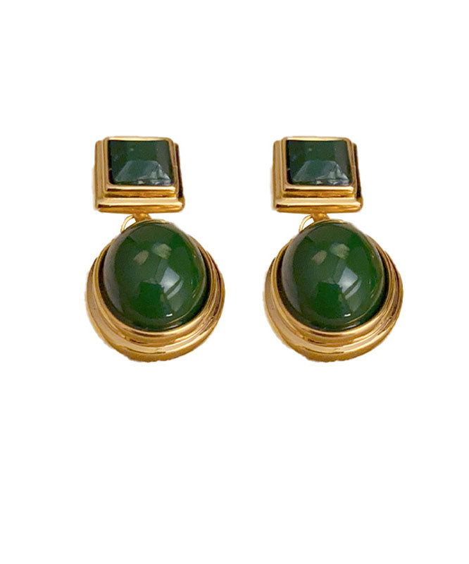 Pendientes geométricos con gotas de aceite de oro de 14 quilates y cobre negro dorado