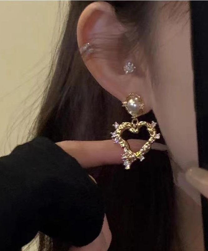 Normale Tropfenohrringe aus Sterlingsilber mit Zirkonia und Perle „Love“