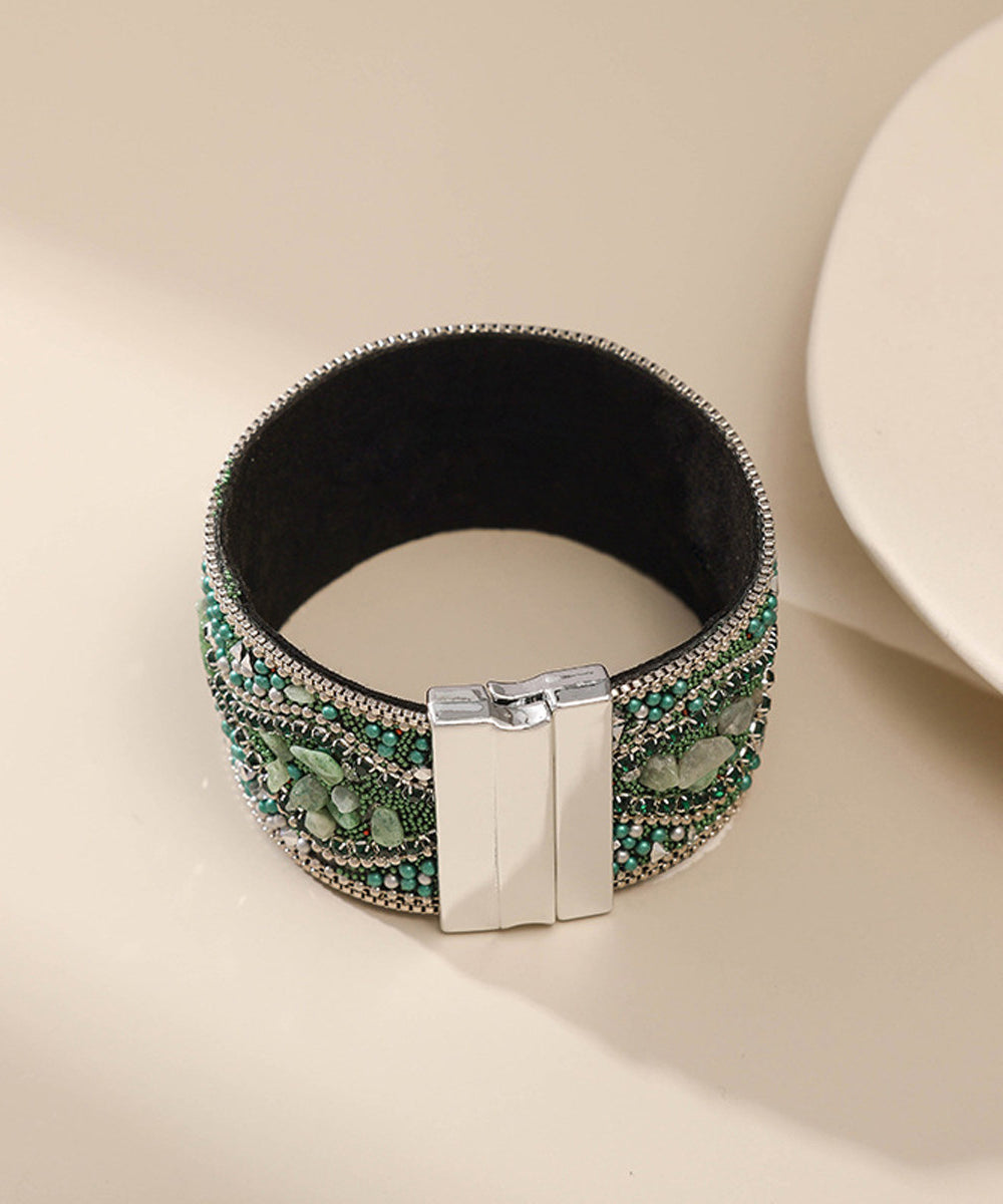 Retro Blue Sterling Silver Rice Pearl Bangle