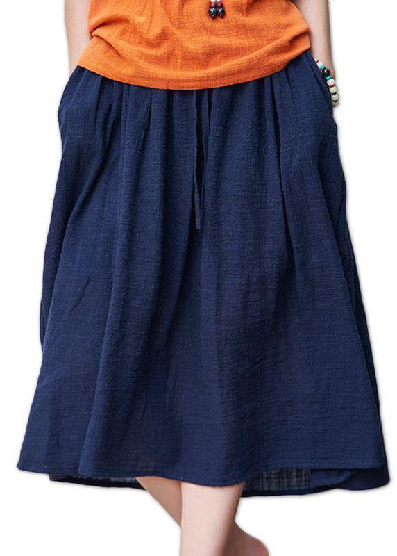 Retro Cotton And Hemp Baggy Thin tight Waist Skirt - SooLinen