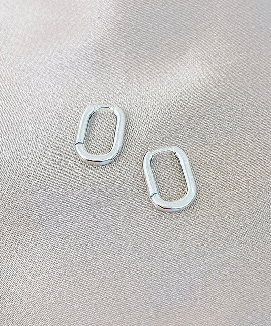 Pendientes de aro con círculo en forma de U de plata de ley y oro retro