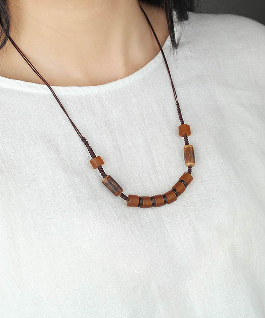 Retro Grüne handgewebte Halskette mit farbiger Glasur und abgestuften Perlen