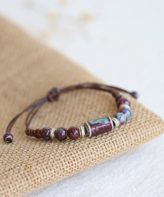 Retro Rot Legierung Keramik Perlen Verstellbares Armband