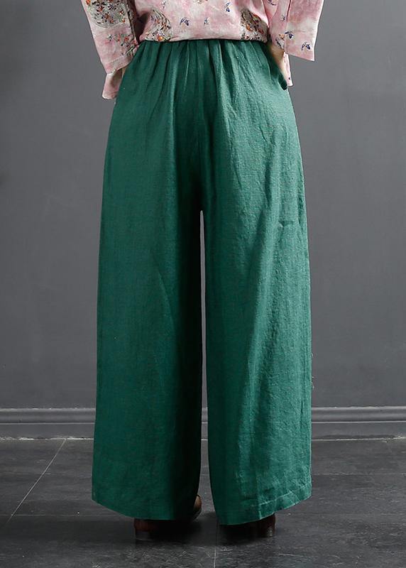 Retro Semi Elastic Waist Wide Leg Pants Women's New Spring Casual Hemp Color Pants - SooLinen