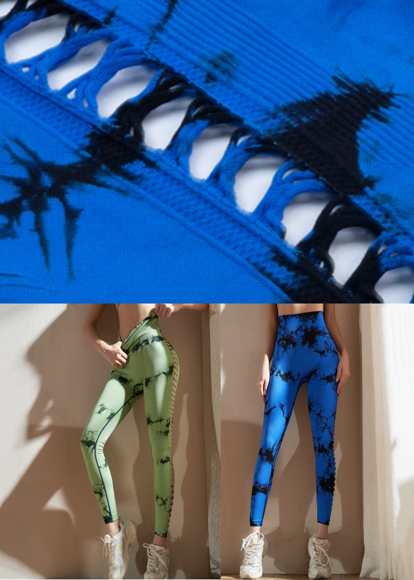 Royal Blue High Waist Hollow Out Capri Leggings