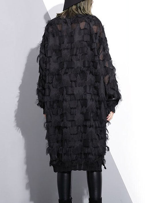 Sexy Schwarz Quaste Aushöhlen spitze Kleid Frühling