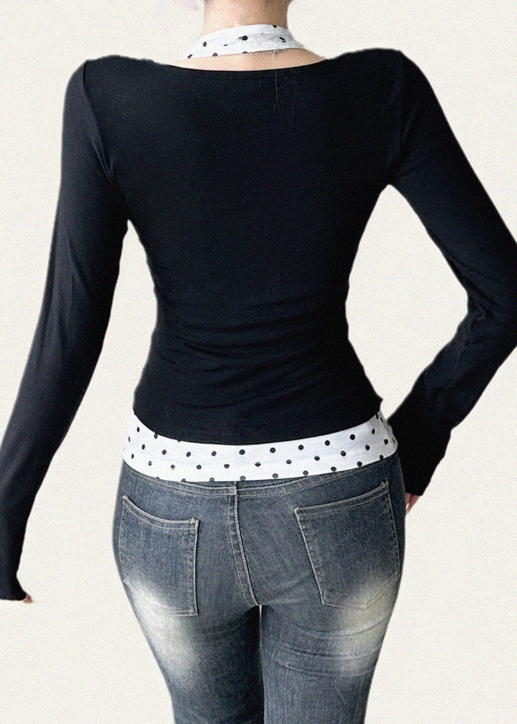 Conjunto de dos piezas de algodón con cuello halter, estampado negro y corte entallado para primavera