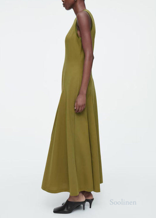 Silm Fit Light Green Exra Large Hem Cotton Sundress Sleeveless